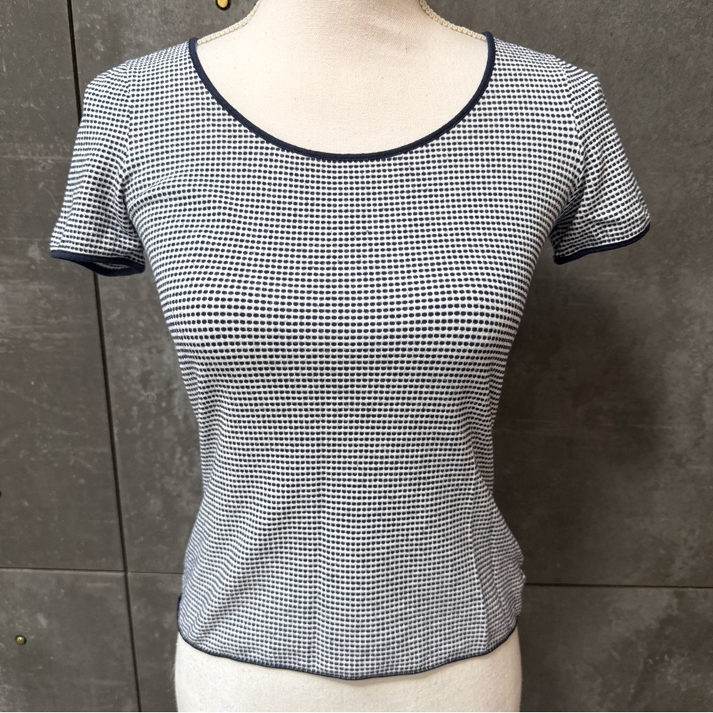 Armani Collezioni Blue and White  Short Sleeve Top